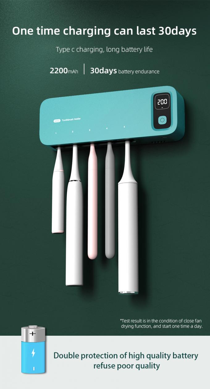 Home Bateria Esterilizador de luz UVC Smart Desinfetante de escova de dentes montada na parede 8