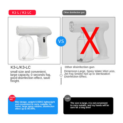 K3-L 2M Disinfect Alcohol Sprayer Wireless Rechargeable Blue Light Nano Atomizer Electric Spray Gun