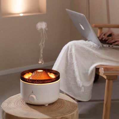 560ml Ambient Fire Flame Humidifier Flame Humidifier with 7 Colors Mood Light and Quiet Operation