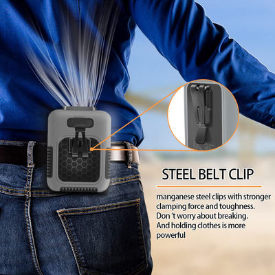 Socool Fan Clip Waist Fan 8000mAh3 Speed Levels Multifunctional Portable Fan Indoor/Outdoor ABS Body Silicone Jacket Manganese Steel Hook Manganese Steel Bracket