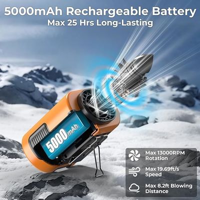 Socool Fan 4000mAh Clip Waist Fan Orange Black Multifunctional Portable Fan With ABS Body Silicone Jacket Manganese Steel Hook Manganese Steel Bracket