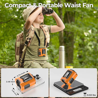 Socool Fan Rechargeable Battery Multifunctional Portable Fan 4000mAh Clip Waist Fan Compact Design In Orange Black Color For Indoor/Outdoor