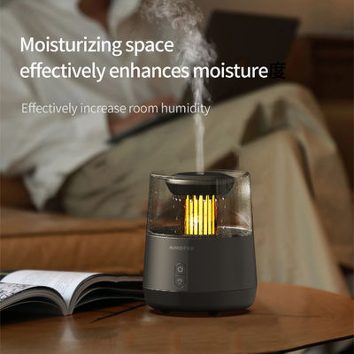 Simulação de Chama de Fogo Humidificador de Aromaterapia de Gota de Chuva em Branco Preto 320ml 12W