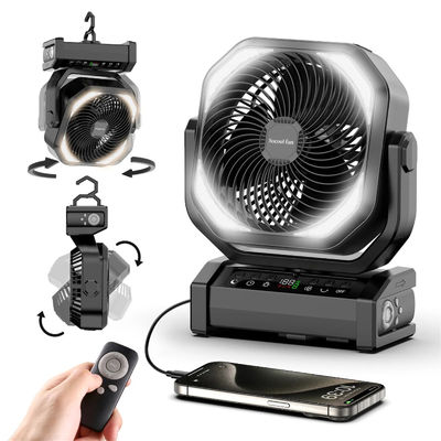 Com controle remoto, ventilador externo sem fio recarregável 20000 MAh com luz LED