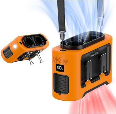 Ventilador Socool 14500mAh Ventilador de cintura multifunção 1kg Laranja Preto Ventilador pessoal versátil Sua solução de refrigeração leve e portátil